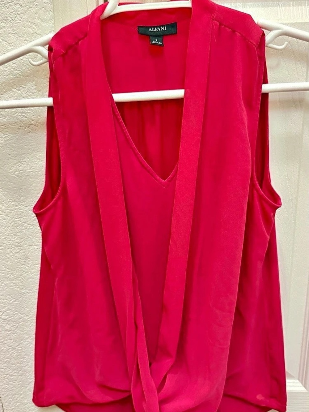 Alfani Sleeveless Twist-Front V-Neck Blouse Pink Size S